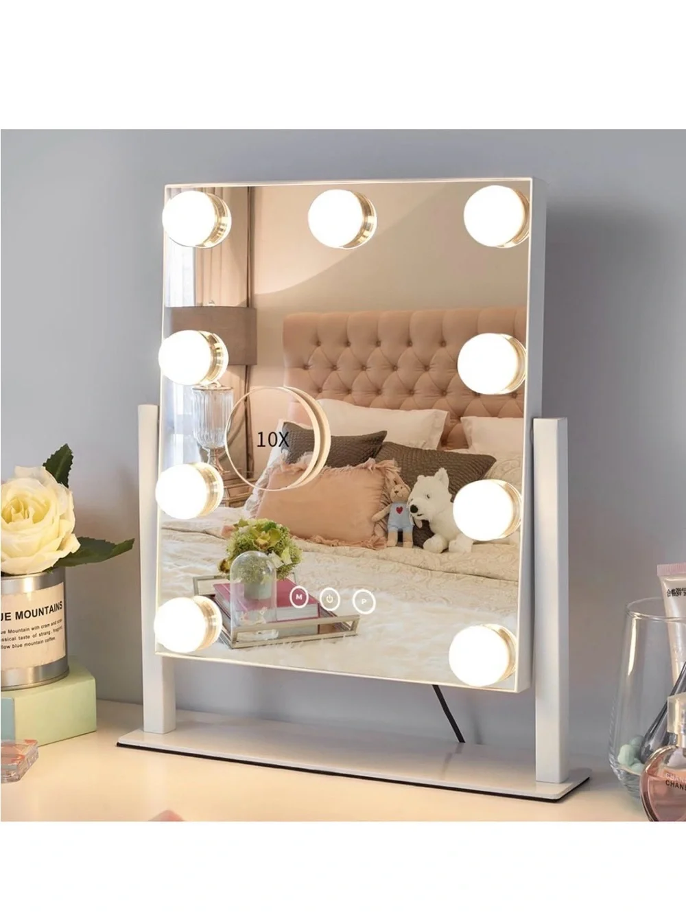 Lighted Vanity Mirror with 9 Dimmable Bulbs & 10X Magnification - New in Box